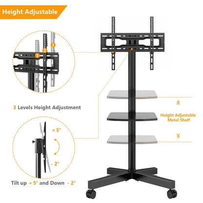 23-Inch Rolling TV Stand with Adjustable Height for Living Room detail image - detail view 10