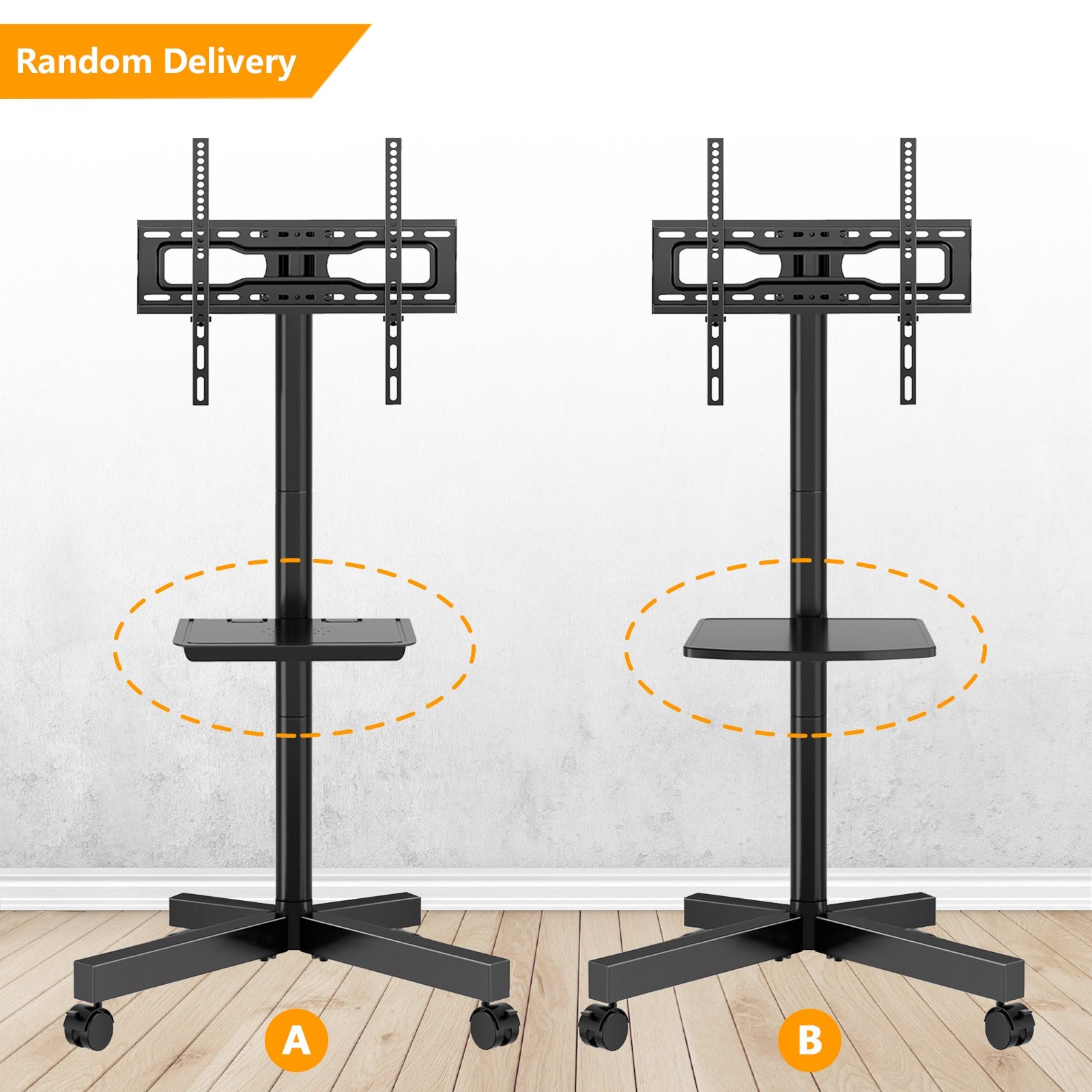 23-Inch Rolling TV Stand with Adjustable Height for Living Room detail image - detail view 13