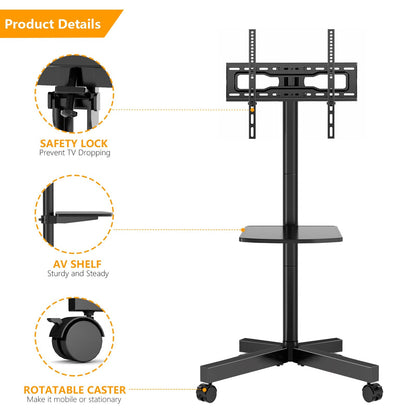 23-Inch Rolling TV Stand with Adjustable Height for Living Room detail image - detail view 9