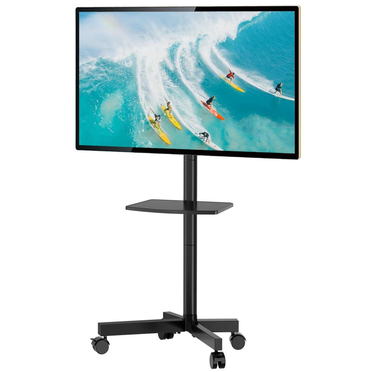 TV Stand, Mobile Rolling TV Cart with Locking Wheels for 23"-60" TVs - Adjustable Height shown in the main product view