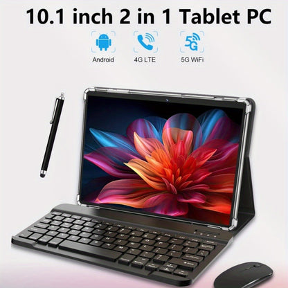 Android 13 Tablet 10.1 Inch 4G LTE Unlocked – CRELANDER Deca-Core 128GB ROM 5000mAh Battery 1280x800 HD Screen 5MP+13MP Camera 2.4G/5G WiFi with Case Mouse Stylus Keyboard 2-in-1 Tablet PC