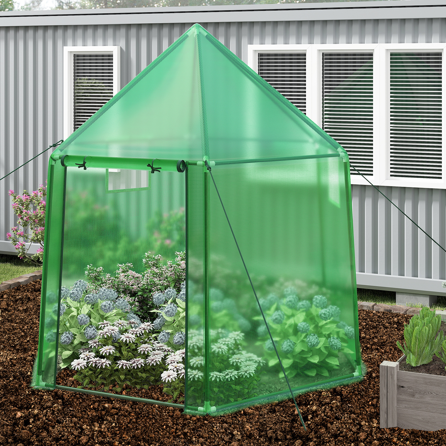 Walk-In Greenhouse All-Weather PE Cover & Rust-Resistant Frame | Zippered Door Vent Windows | Heavy-Duty Outdoor Plant Shelter for Garden Yard Balcony