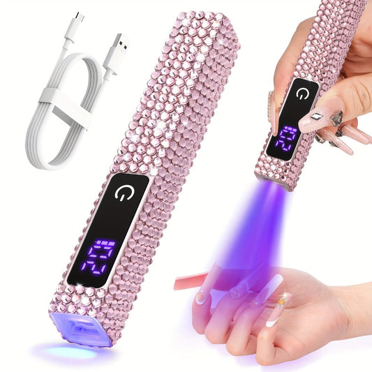 Cordless Nail Lamp Handheld 8X Fast Curing 395nm UV LED Gel Nail Dryer with LCD Touch Screen 20s 60s Timer 400mAh Type-C Rechargeable – Portable Wireless Nail Light for Home Salon Manicure