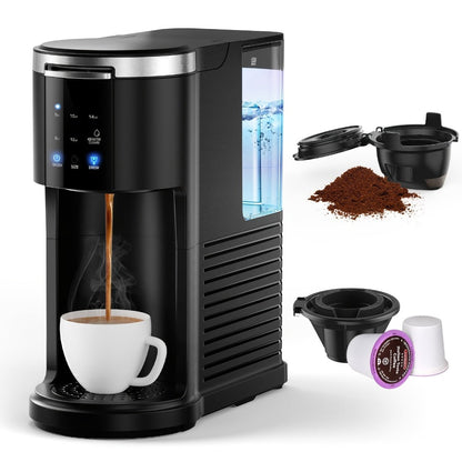 1200W-Labeled Single-Serve Coffee Maker with 40oz Tank, Five Cup Selections and Self-Clean Control