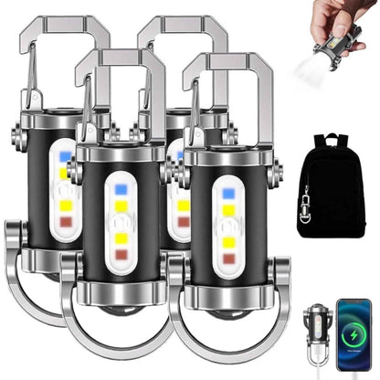 Flashlight 1200-Lumen Keychain 4-Pack with Seven Modes, USB-C Charging and Phone Power Output