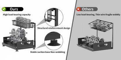 Two-Tier Pull-Out Cabinet Organizer with Upper and Lower Sliding Trays in Grey, Black or White Package Options