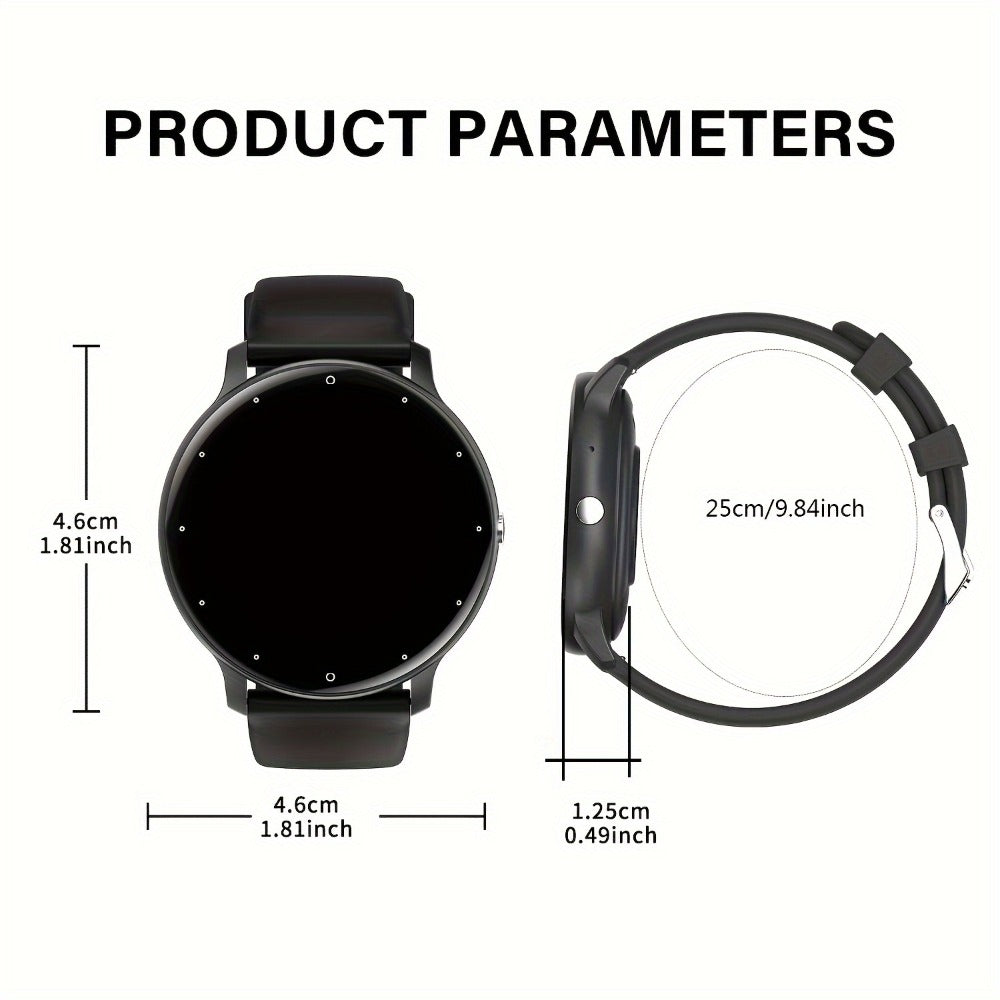 Smart Watch Round Display with Wireless Charging, 230mAh Battery, Music Control and Three Color Options