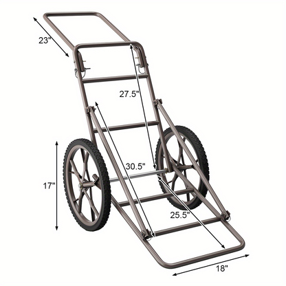 Deer Cart Folding Hunting Hauler Steel Frame 17" Wheels Utility Gear Dolly for Game & Tree Stand Transport