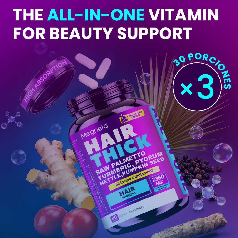 Hair Loss Supplement for Women 90 Capsules, Biotin, Collagen, Keratin, Saw Palmetto & Curcumin Multivitamin Formula for Hair Growth