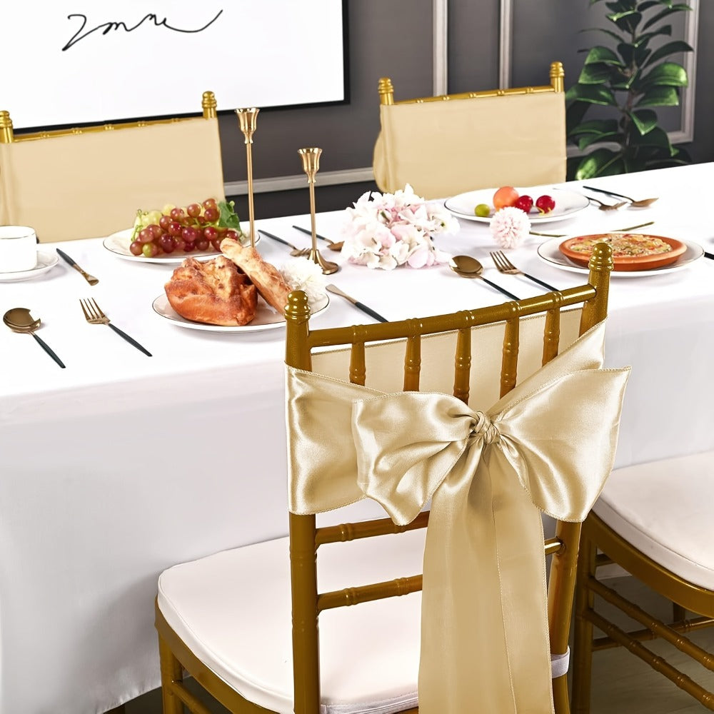 50-Piece Chair Sash Set in Light Golden, Green or Light Blue, 7 x 108-Inch Ribbons for Event Seating