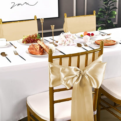 50-Piece Chair Sash Set in Light Golden, Green or Light Blue, 7 x 108-Inch Ribbons for Event Seating