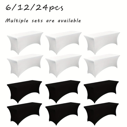 Tablecloth Fitted Stretch Cover Bulk Pack for 6-Foot Rectangle Tables in 6, 12 or 24 Pieces