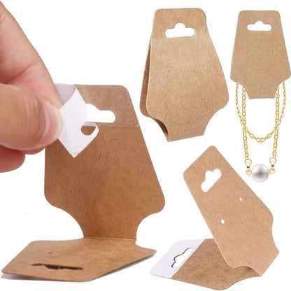 Self-Adhesive Kraft Jewelry Display Cards with Rounded Corners for Necklaces, Bracelets and Keychains, 11- or 99-Pack