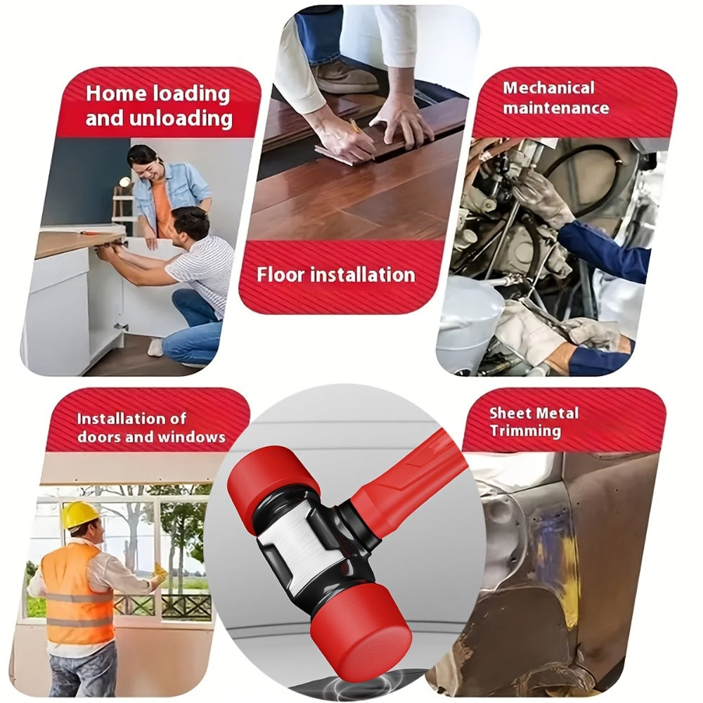 Double-Head Rubber Mallet with Red Grip and A-27 mm or B-36 mm Head Options for Flooring and Craft Work