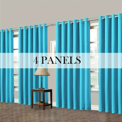 Blackout Curtains Grommet Top Room Darkening Window Drapes 4 Panels Set Living Room Bedroom