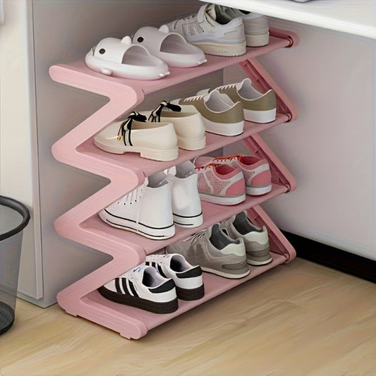 4-Tier Shoe Rack Upgraded Metal Tubes – Multi-Layer Shoe Storage Organizer with Thickened Plastic Parts for Entryway, Doorway, Bedroom, Hallway & Dorm – Graphite Black, Pink, Gray & Blue