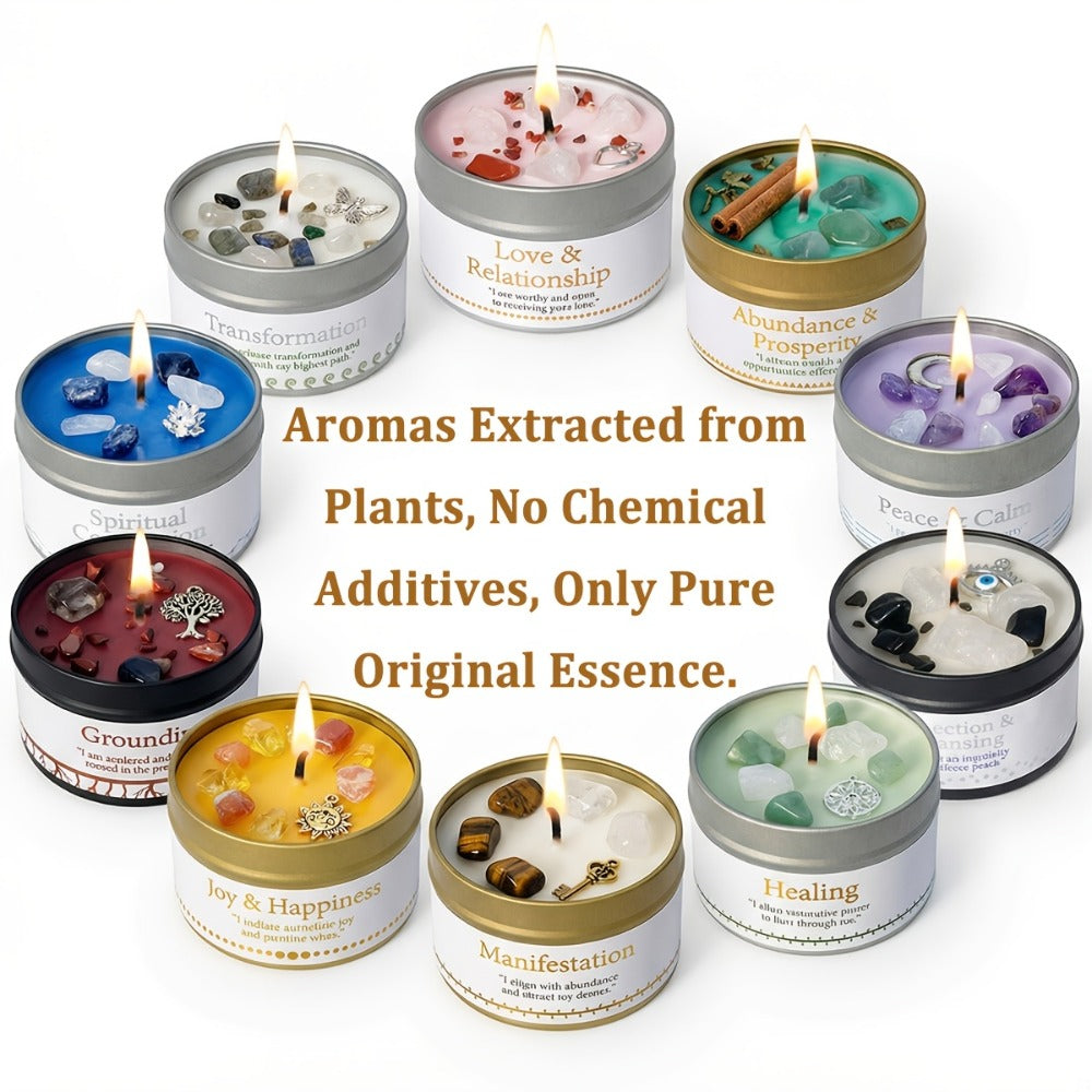 3oz Decorative Tin Candle or Two-Piece Crystal and Guidance Card Set with Multiple Label Pairings