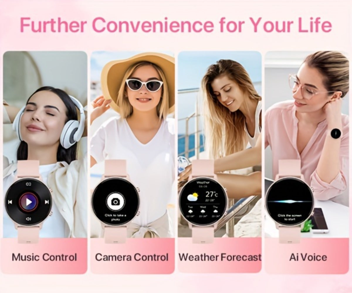 Smartwatch – Voice Assistant for Women 1.39" Full Touch – Siri & Google, Wireless Calling, 100+ Sport Modes, Fitness Tracker, Weather…
