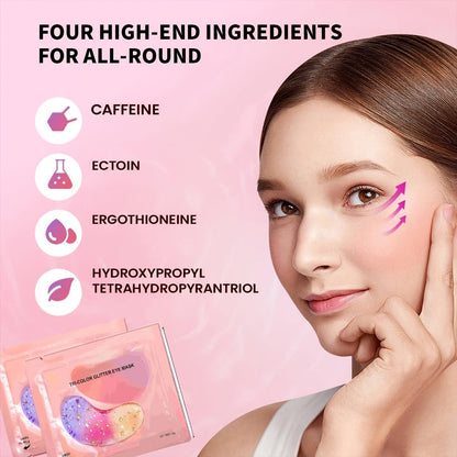 Collagen Eye Patches 24 Pairs Tri-Color Crystal Under Eye Mask - Hydrating, Chamomile, Hypoallergenic | All Skin Types | Men & Women | Travel Essential