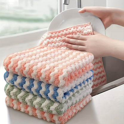 Eighteen-Pack Microfiber Cleaning Cloths with Knit Texture and Assorted Colors for Kitchen and Home Use