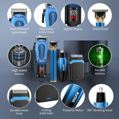 Electric Hair Trimmer & Beard Shaver Set for Men - Professional Rechargeable Hair Clipper with LED Display, All-in-One Grooming Kit for Daily Use, Home Barber & Gift for Men - Multiple Colors