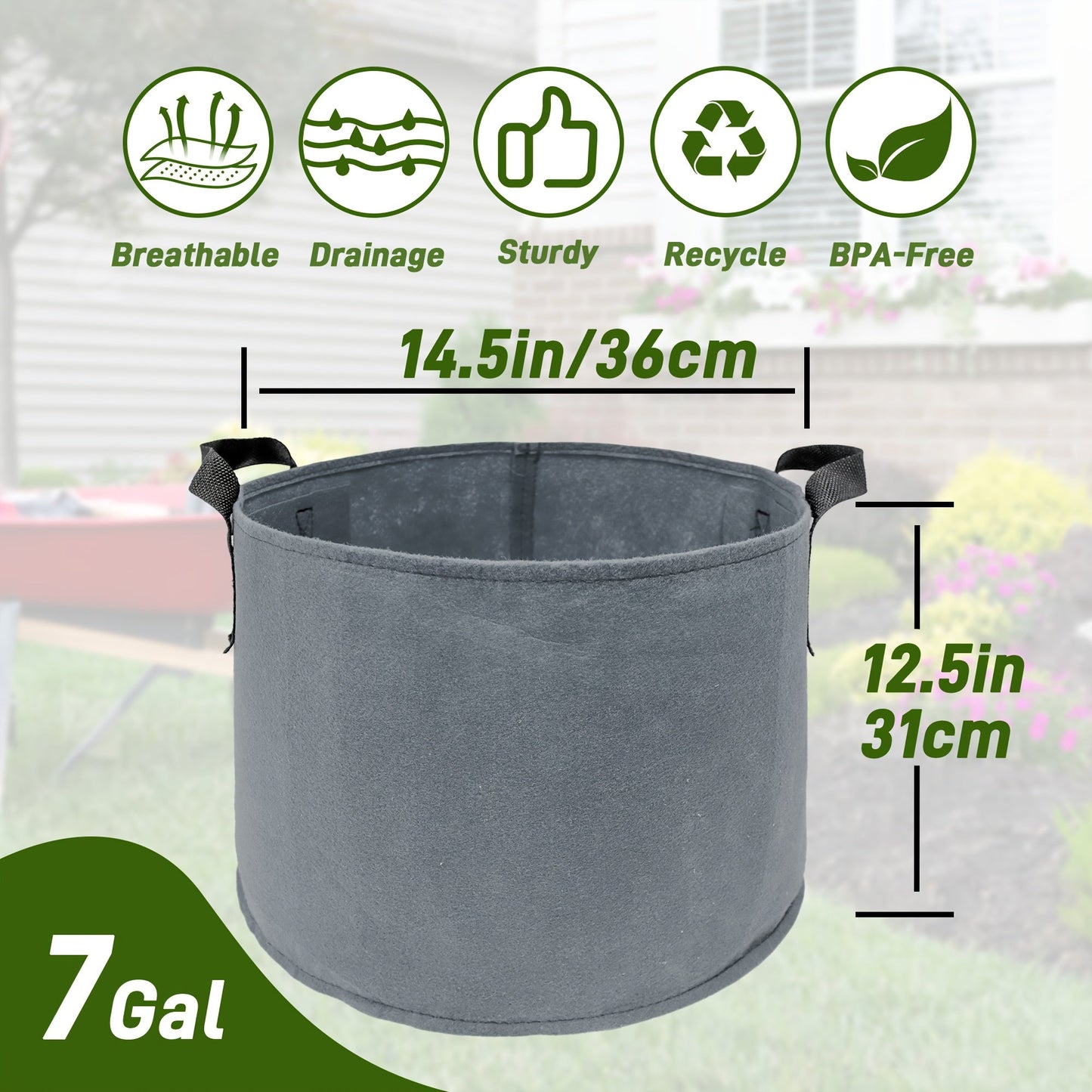 5/7/10/15 Gallon Plant Grow Bags, 7Pack Colourful Fabric Planters Plant Pots Garden Bags To Grow Vegetables With Reinforced Handles, Aeration Growing Bags For Flower Fruit