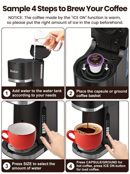 Black Single-Serve Coffee Brewer with CM6080 or CM6070 Model Options and Removable Cup Platform