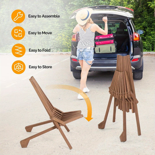 Wood Folding Outdoor Chairs Set of 1/2/4 – Patio Lounge Chair 350LBS