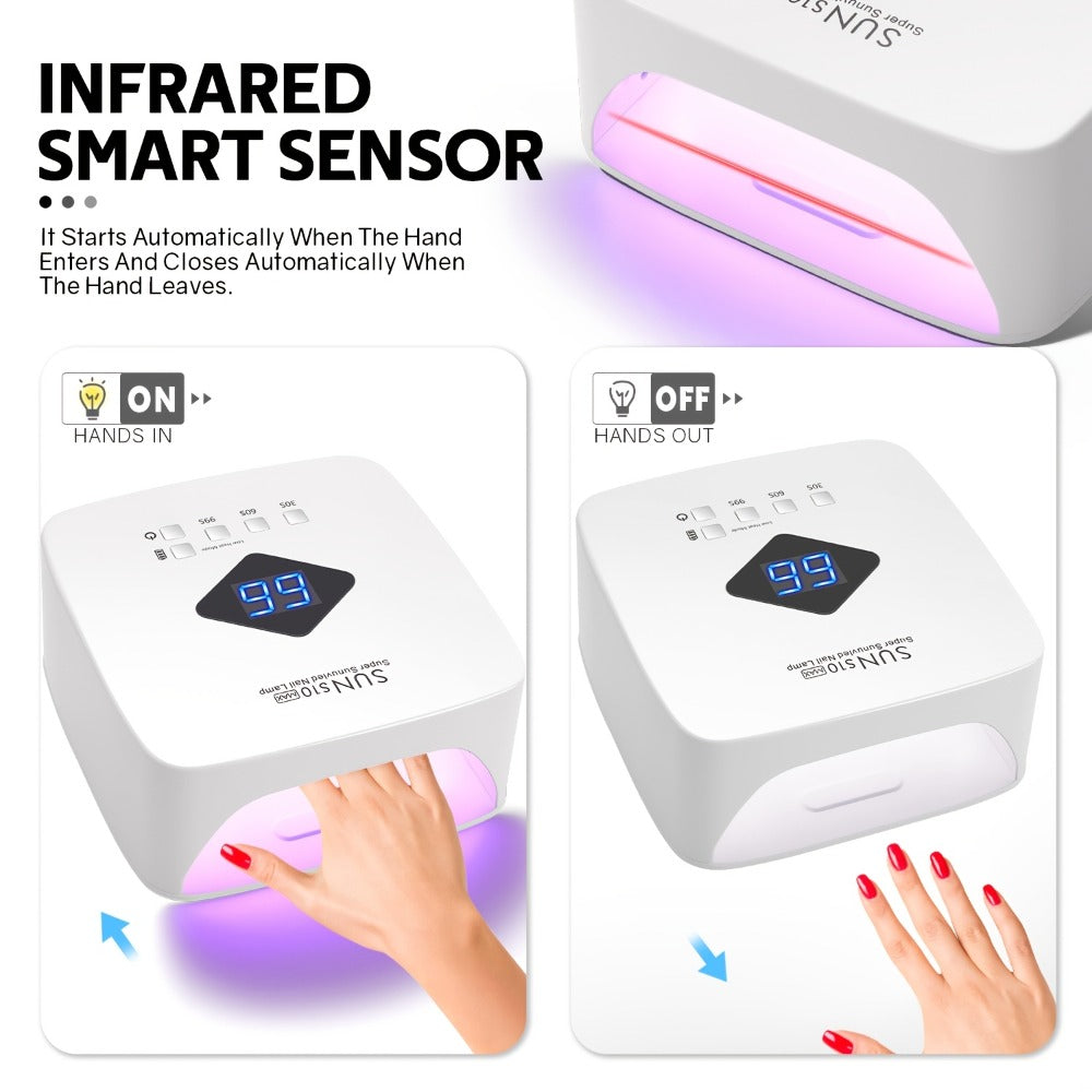 SUN S10 MAX Rechargeable LED Nail Lamp with 30 Dual-Light Beads, LCD Display and Three Timers