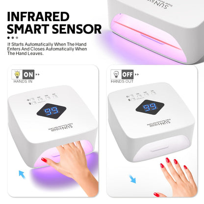 SUN S10 MAX Rechargeable LED Nail Lamp with 30 Dual-Light Beads, LCD Display and Three Timers
