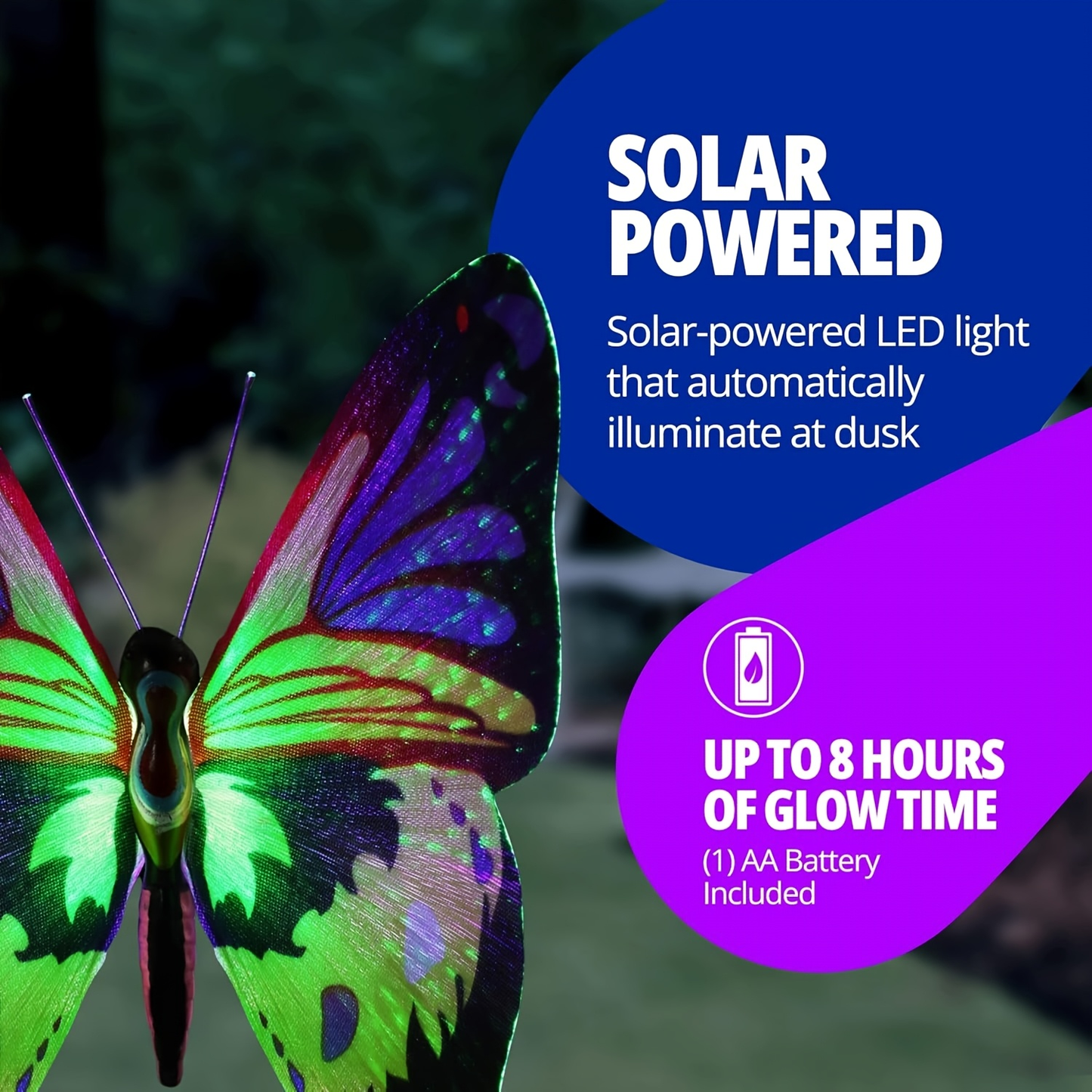 Solar Garden Lights Butterfly Stakes with Color-Changing LEDs in 3- or 6-Pack Sets for Lawn Decor