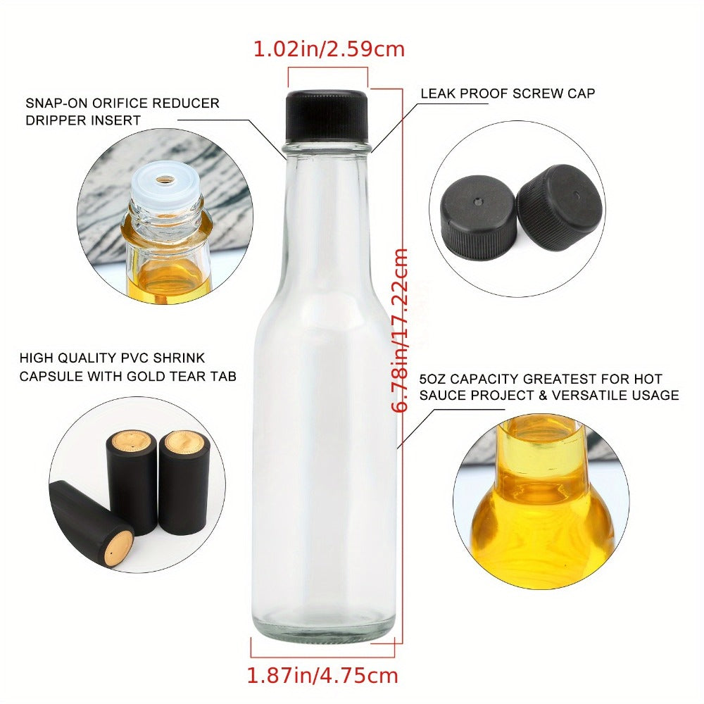 Small Sauce Bottles with Lids 5oz Sealed Inner Cover Set for Hot Sauce Salad Dressing Tomato for Home Cooking, Dining and Outdoor Meals