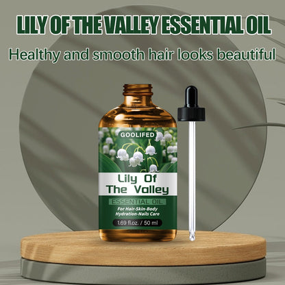 Lily of the Valley Body Oil Blend in a 50ml Amber Dropper Bottle with Floral Green Label Design