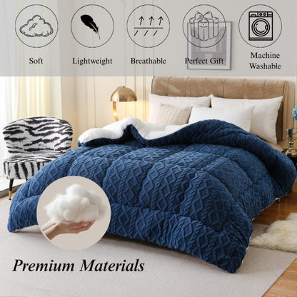 Double-Sided Plush Comforter with 400–450 GSM Pictured Weight, Four Colors and Twin XL to King Sizes