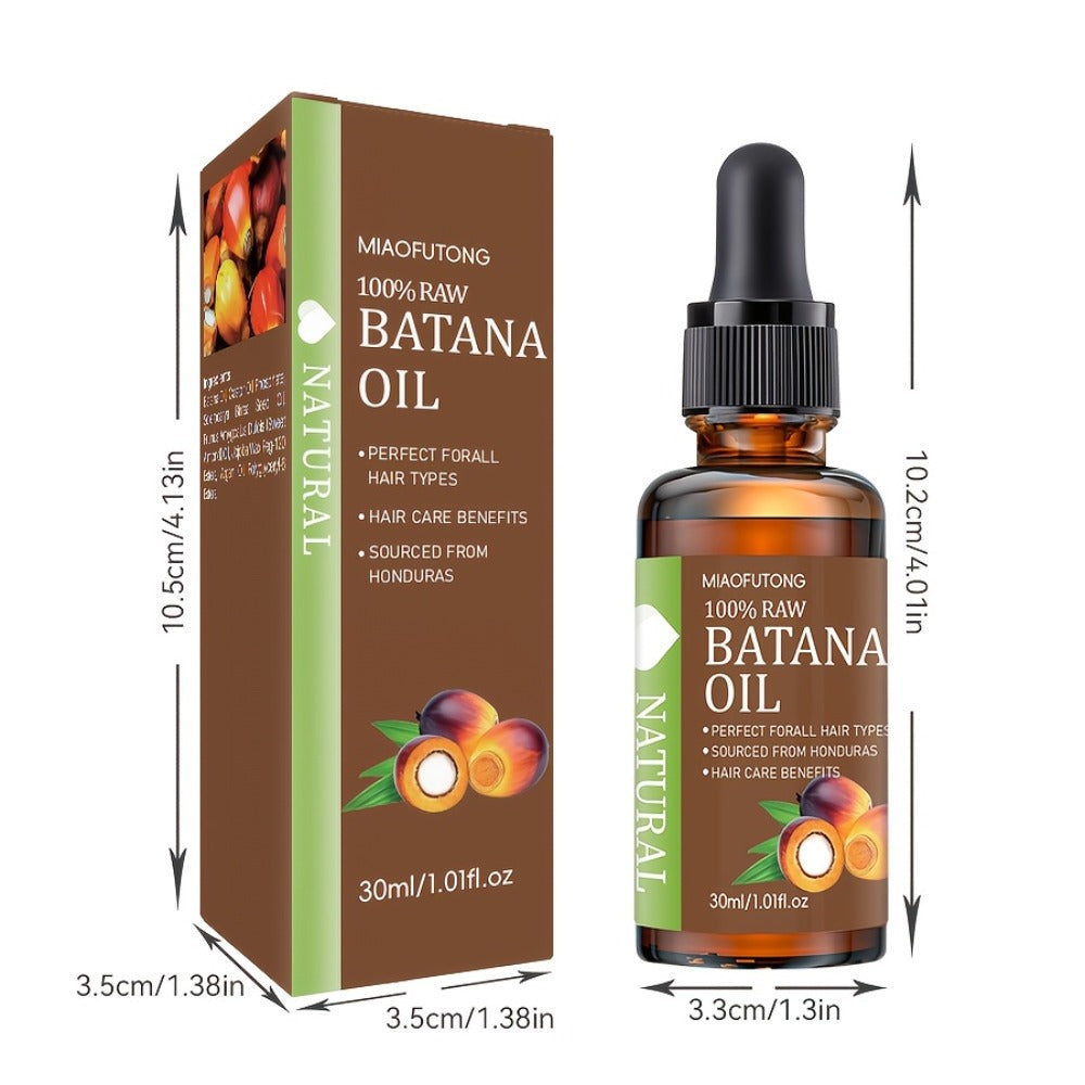 Hair Oil MIAOFUTONG Batana 30ml Amber Dropper Bottle with 1.01fl oz Label for Hair and Scalp Application