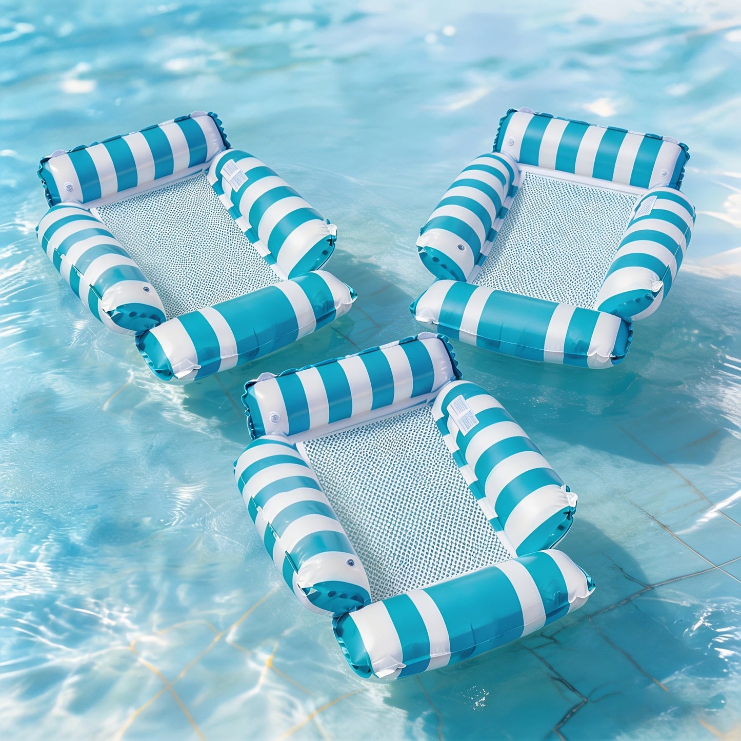 Striped Mesh Pool Float Chair Set, 110cm Size in Blue, Dark Blue, Pink or Mixed Two- and Three-Piece Options
