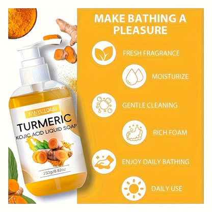 250 g Turmeric and Kojic Acid-Labeled Liquid Soap in Single Checkout Option for Face and Body Washing