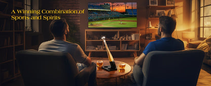 Baseball Bat Whiskey Decanter Set with 20.2 oz Bat-Shaped Bottle, Two 10.1 oz Baseball Glasses and Display Stand