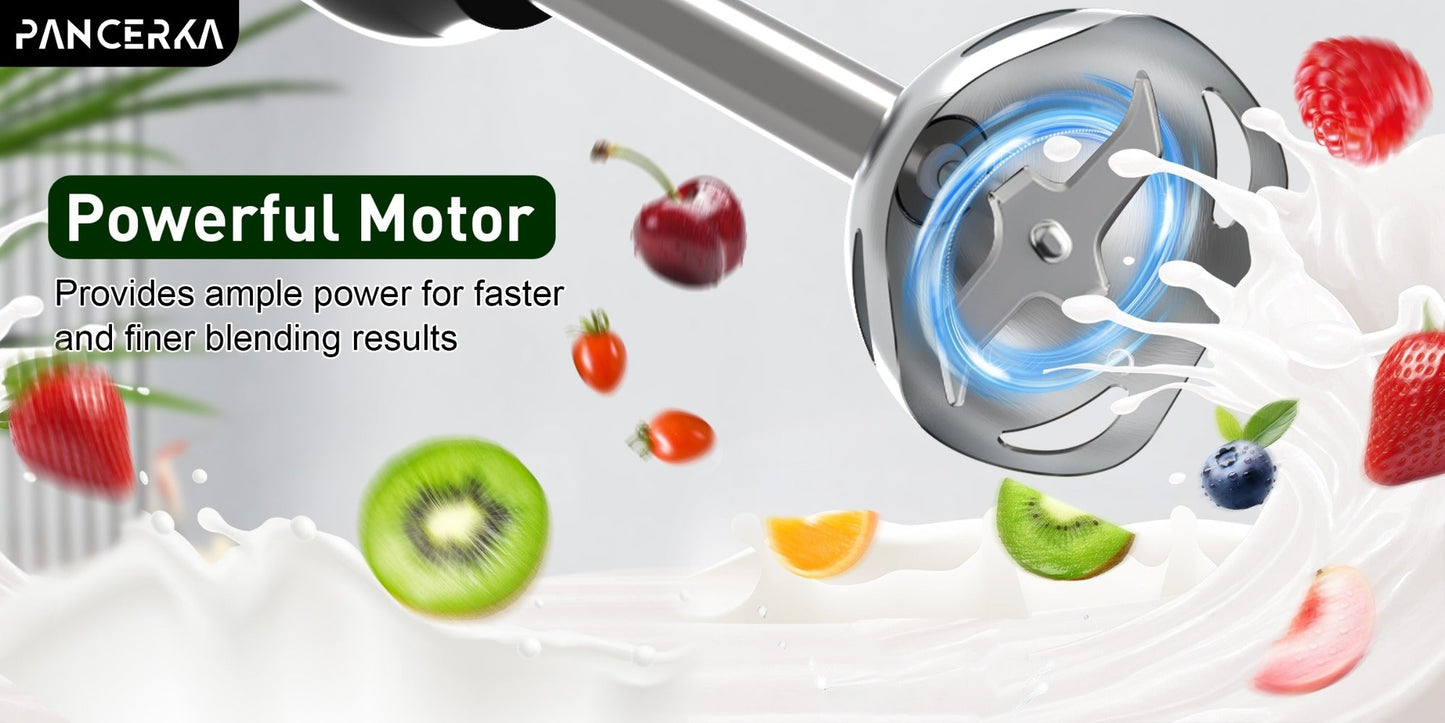 Black 8-in-1-Labeled Immersion Blender Set with 600ml Chopper, Dough Hooks, Whisk and Frother