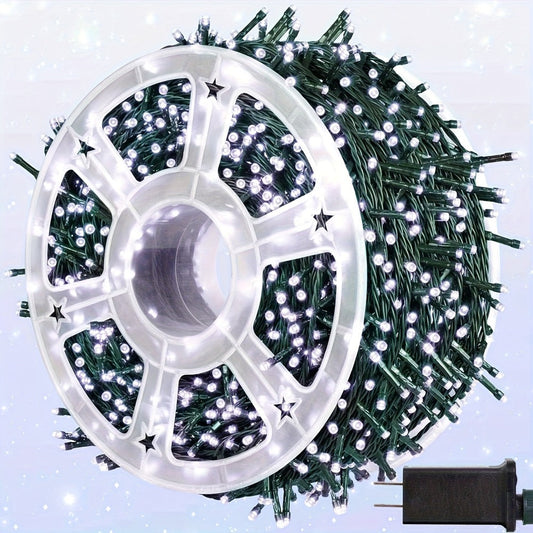 500 LED Christmas String Lights 170 Feet – 8 Lighting Modes with Memory Plug, Transparent Wire Outdoor Lights for Christmas Tree, Party, Balcony & Holiday Decoration – Warm White & Multicolor