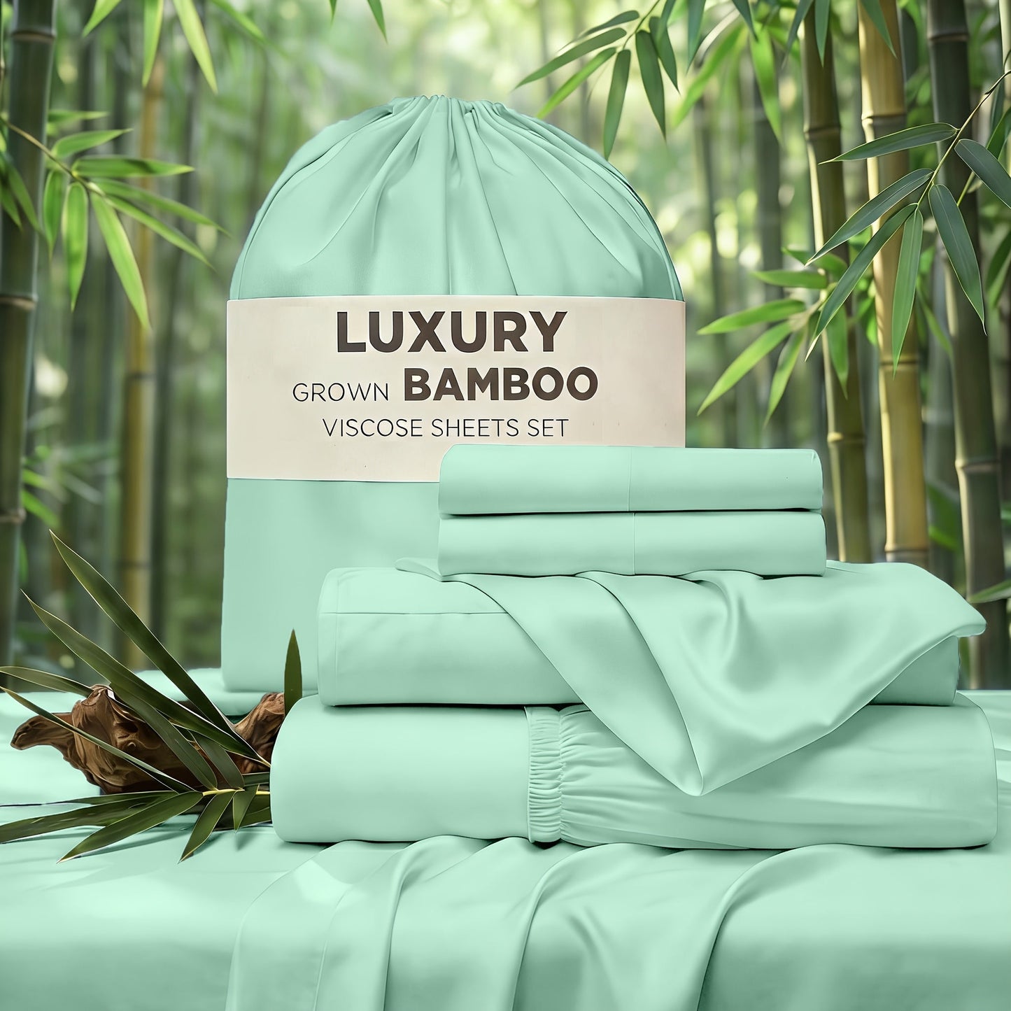 Bed Sheet Set 4-Piece Bamboo-Derived Rayon with Deep-Pocket Fitted Sheet in Twin, Full, Queen and King Sizes