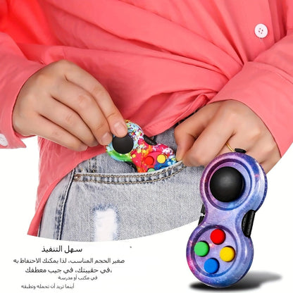 Fidget Pad Game Controller Design 8-in-1 Sensory Toy for Kids Adults – ADHD Anxiety Stress Relief Handheld Cube 7 Colors Variety Pack