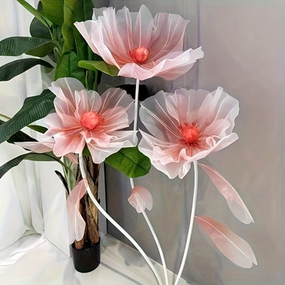 Artificial Flowers Giant Three-Piece Silk Mesh Display Set with Base, Branches and Eight Color Options