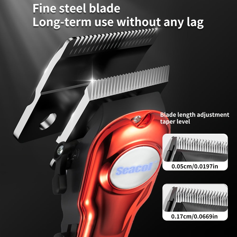 900mAh LCD Hair Clippers for Men – USB Rechargeable Cordless Electric Trimmer with Limit Combs & Cleaning Brush, Professional Fade Barber Clipper for Home Use, Black Red