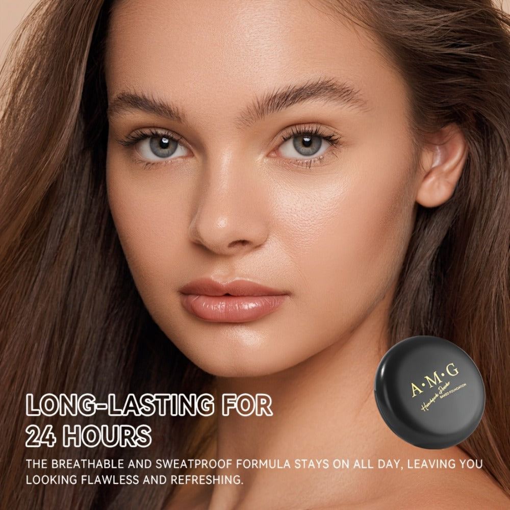 Marbled Pressed Powder Foundation Compact with Mirror in Six Shade Labels from Rose to Sand