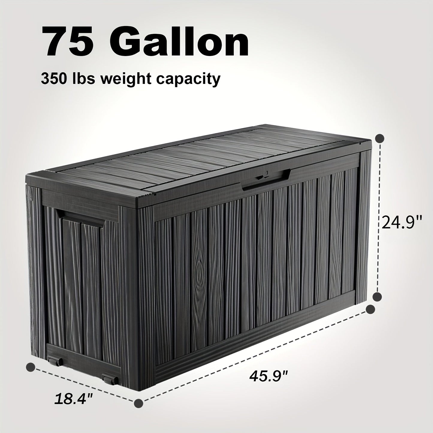 75-Gallon Outdoor Storage Deck Box with Hinged Lid, Side Grips, Small Wheels and Two Color Options