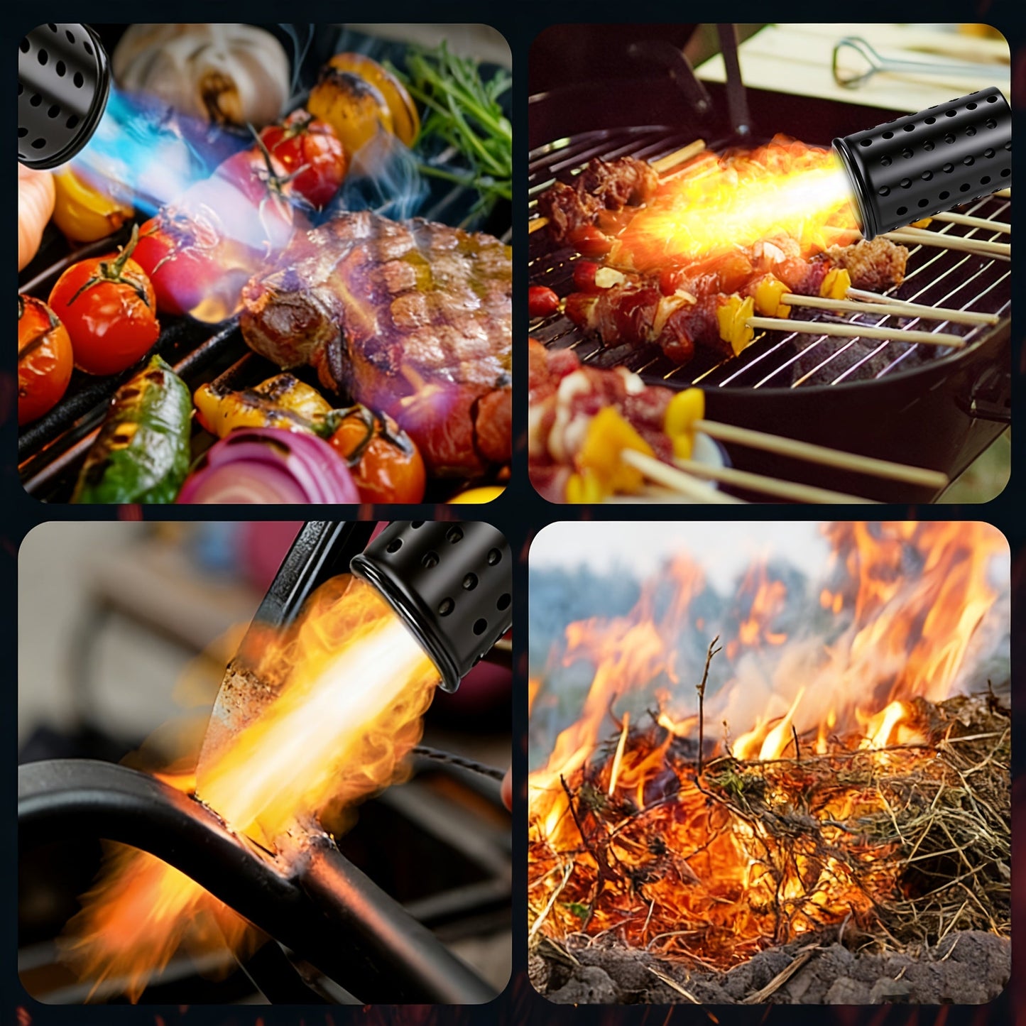 Kitchen Torch Propane Culinary Torch with Adjustable Flame, Safety Lock & Heat Dissipation, Butane Torch for Searing Steak, Creme Brulee, BBQ, Charcoal Starter, Camping (Tank Not Included)