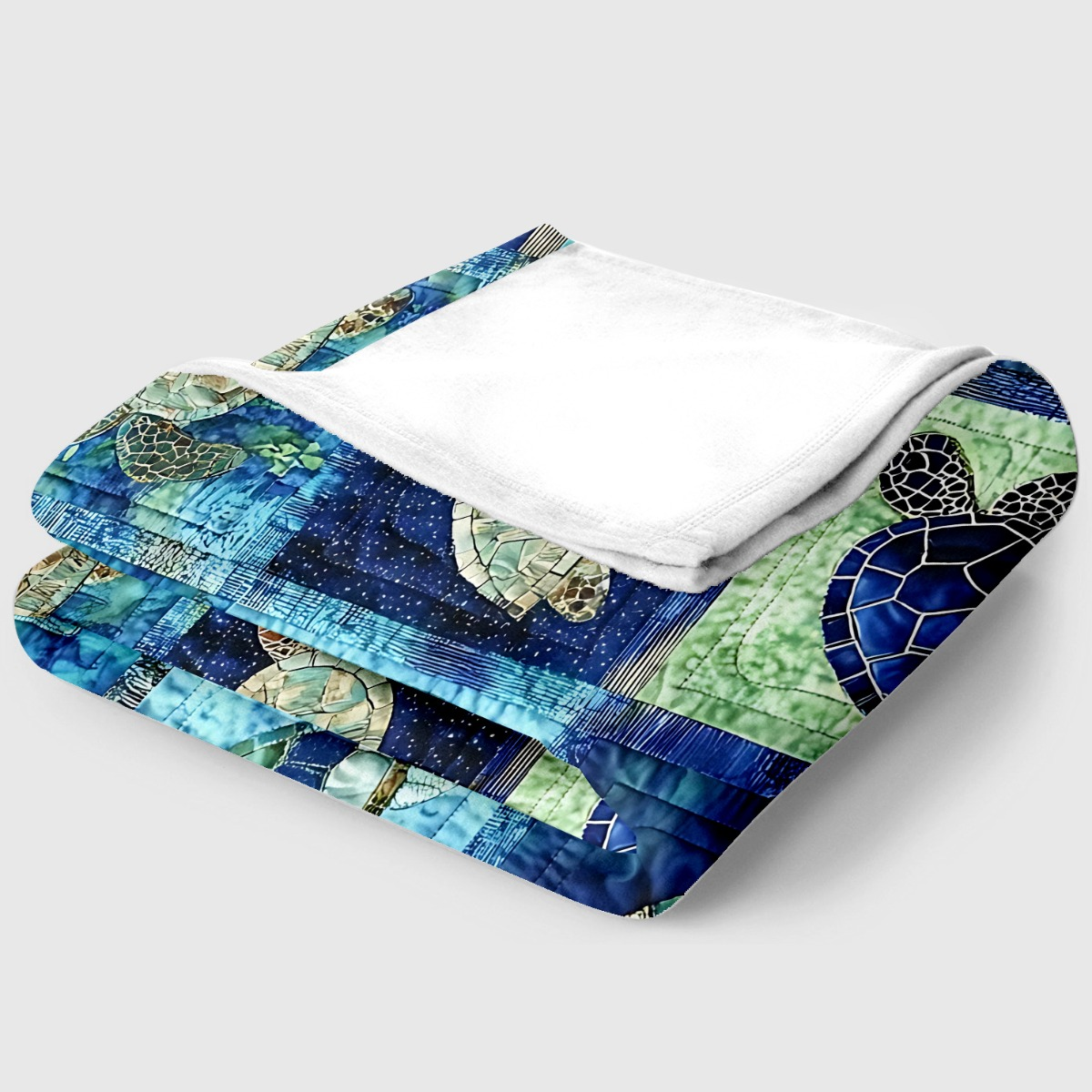 1pc Underwater Turtle Splicing Pattern Blanket-Lightweight Home Furnishings Bedding Throw for Sofa Bed Travel Camping Livingroom Office Couch Chair And Bed-Digital Printing Blanket with Soft And Warm Flannel, 2D Flat