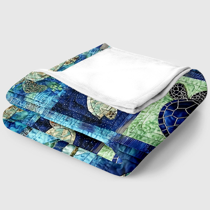 1pc Underwater Turtle Splicing Pattern Blanket-Lightweight Home Furnishings Bedding Throw for Sofa Bed Travel Camping Livingroom Office Couch Chair And Bed-Digital Printing Blanket with Soft And Warm Flannel, 2D Flat