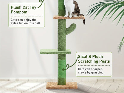 90-107.9-Inch Floor-to-Ceiling Cat Tree with Four Platforms, Tension Post and Five Style Options